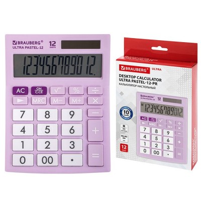 Калькулятор настольный ULTRA PASTEL-12-PR (192x143 мм), 12 разрядов, двойное питание, сиреневый